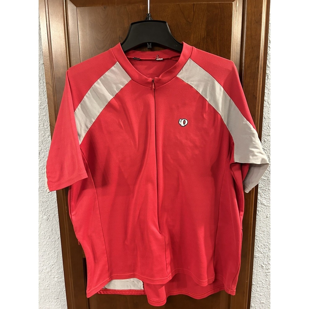 Pearl Izumi Cycling Shirt Men's Size Large (Est) 3/4 Zip Cycling Jersey Red/Gray